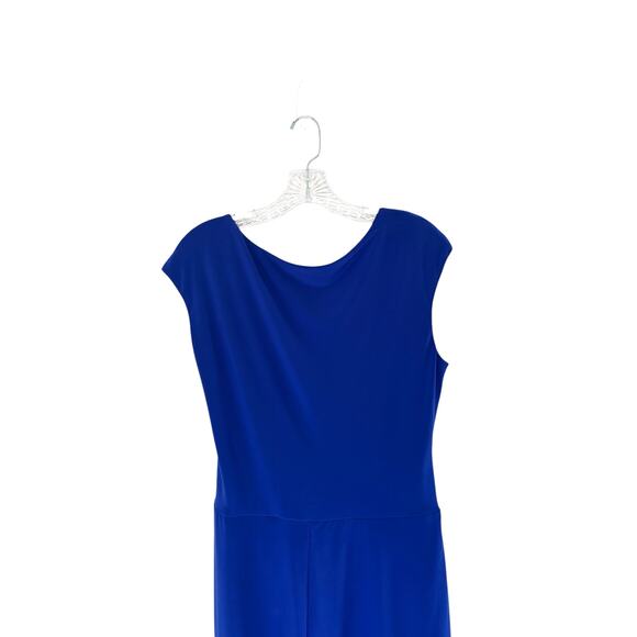 Ralph Lauren Dress Women's Plus Blue Ruched Sleeveless Cocktail Hour Size 14 - Picture 5 of 9